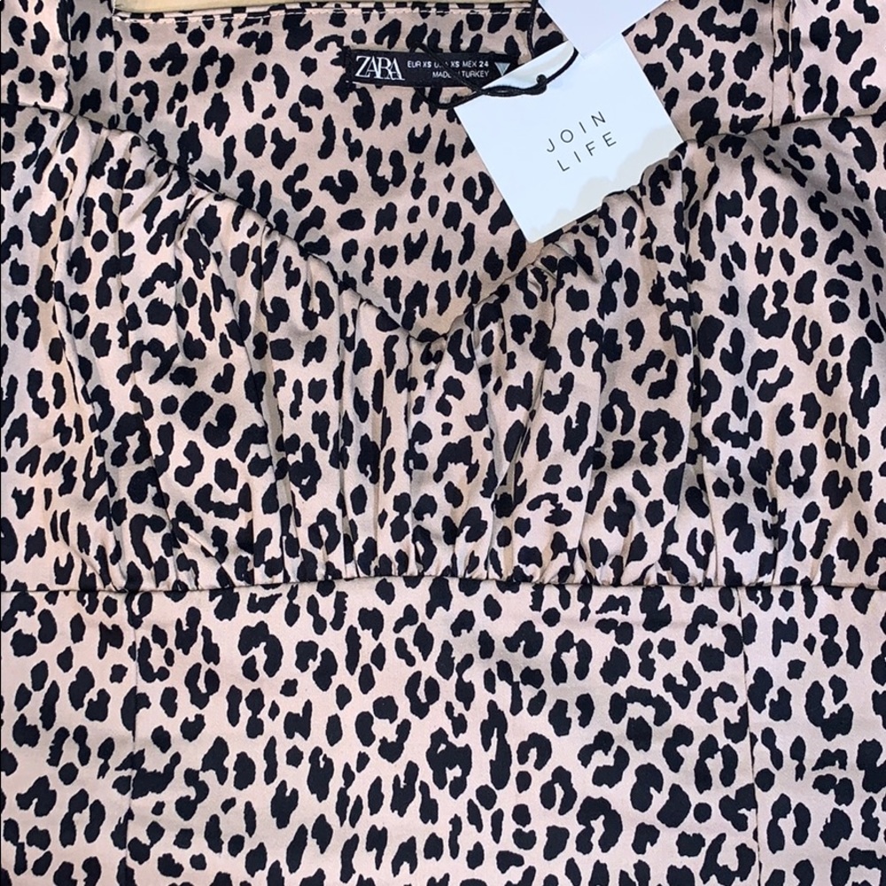 ZARA PUFF SHOULDER POPLIN Animal Print Crop - Picture 7 of 11